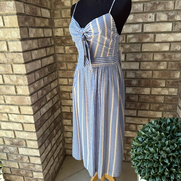 NWT LUSH World Wonder Blue Striped Tie-Front Midi Dress SMALL - Picture 10 of 16